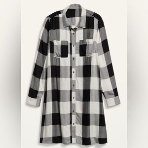 Buffalo Plaid Black & White Swing Dress - S